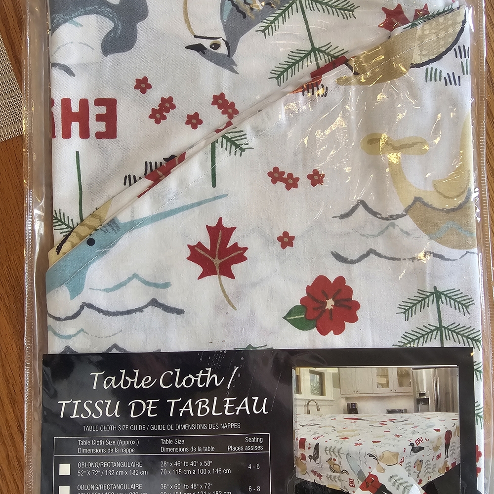 Festive Table Cloth with Red and Gold Accents